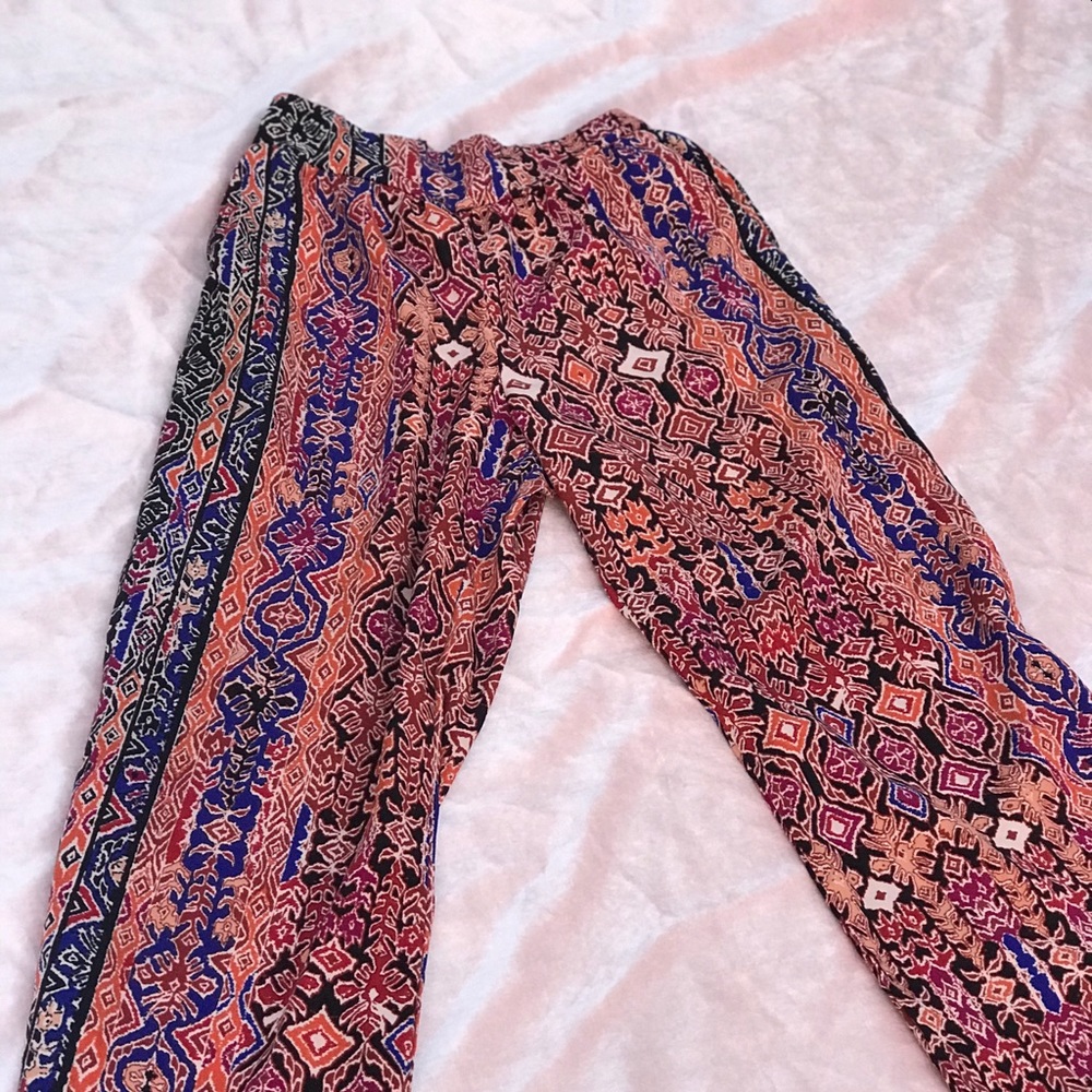 Wide leg tribal print pants